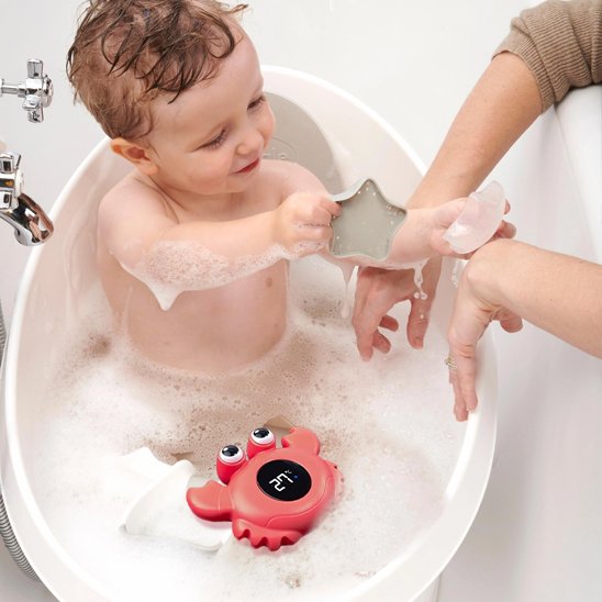Thermomètre bain bébé Crabe et jouet de bain 