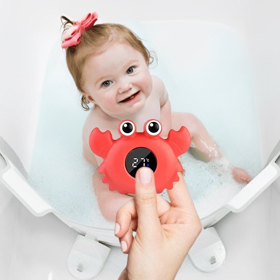 Thermomètre bain bébé de forme Crabe mignon flottant et sécurisé 