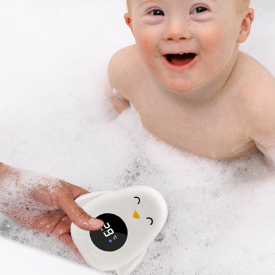 Thermomètre bain bébé pingouin blanc facile à lire l'écran large