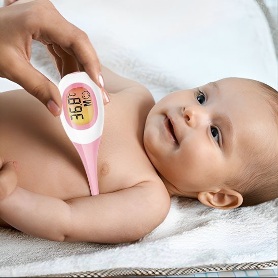 Thermometre bebe LCD rose préçis