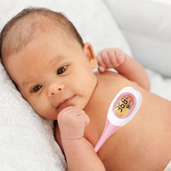 Thermometre bebe rose et affichage clair 