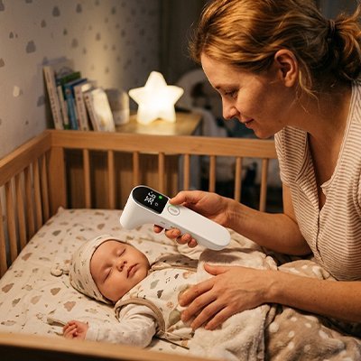 Thermomètre frontal avec lumière pour bébé la nuit