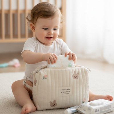 Trousse de toilette bebe avec design lapin pour les soins