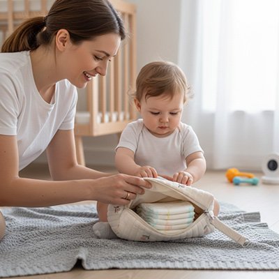 Trousse de toilette bebe avec design tulipe pour les couches 