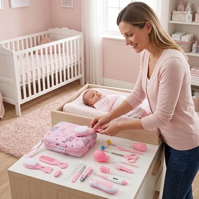 Trousse de toilette bebe rose pour bébé fille soin complet 